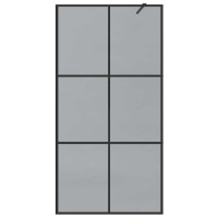Produktbild för Walk-in Duschvägg Svart 100 x 195 cm härdat glas