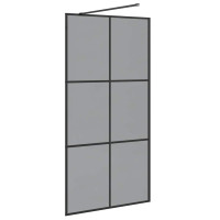 Produktbild för Walk-in Duschvägg Svart 100 x 195 cm härdat glas