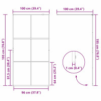 Produktbild för Walk-in Duschvägg Svart 100 x 195 cm härdat glas