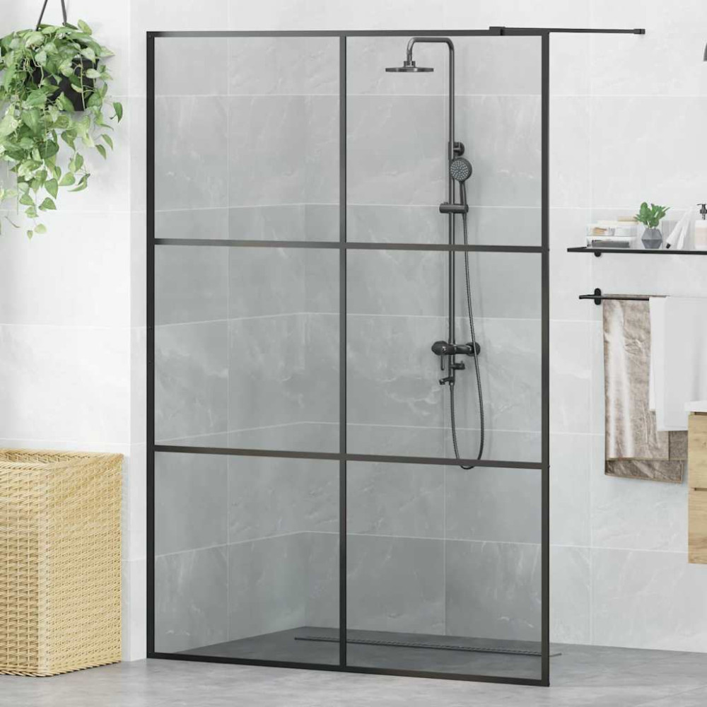 Produktbild för Walk-in Duschvägg Svart 140 x 195 cm härdat glas