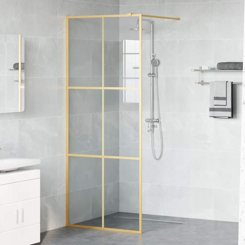Produktbild för Walk-in Duschvägg Guld 80 x 195 cm härdat glas