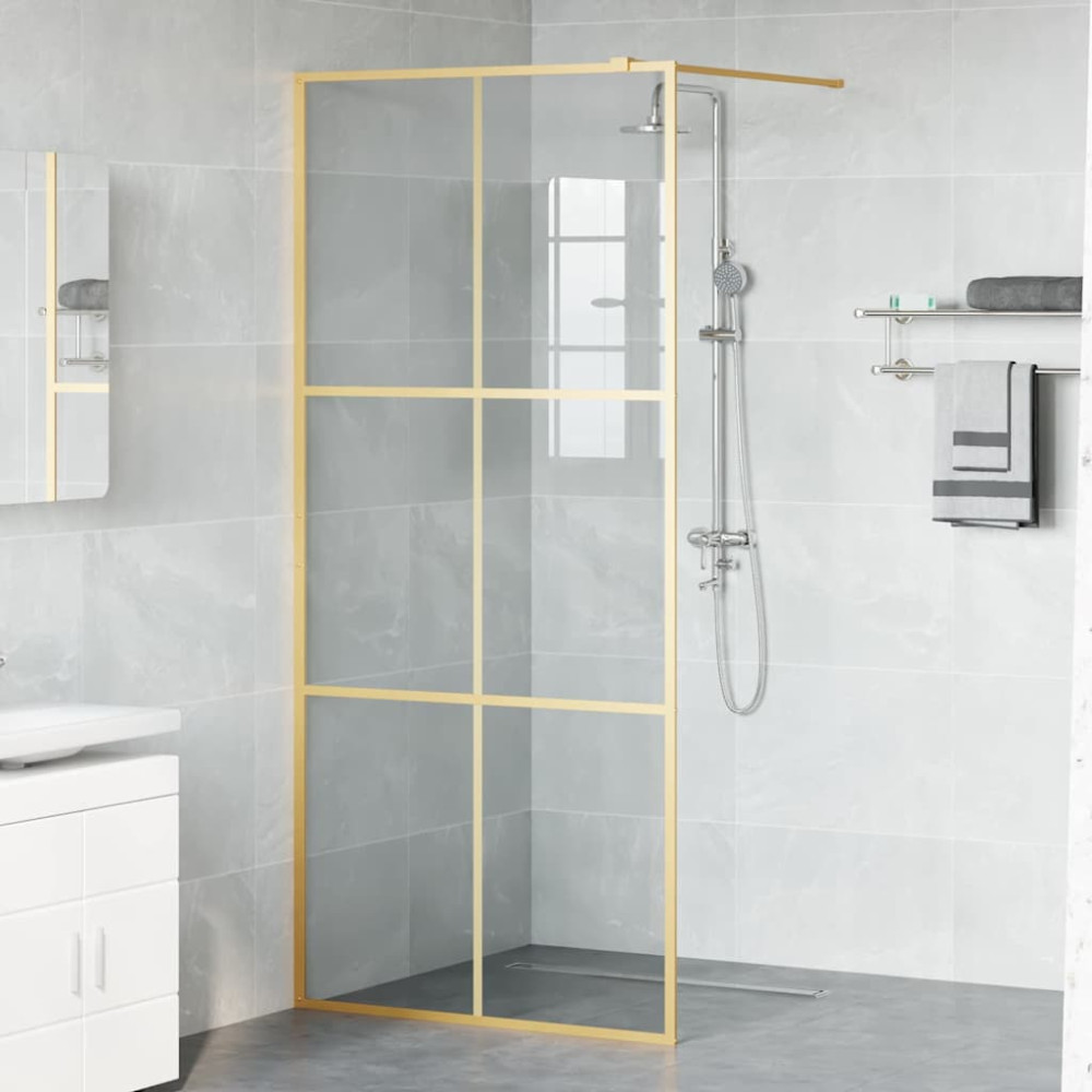 Produktbild för Walk-in Duschvägg Guld 90 x 195 cm härdat glas