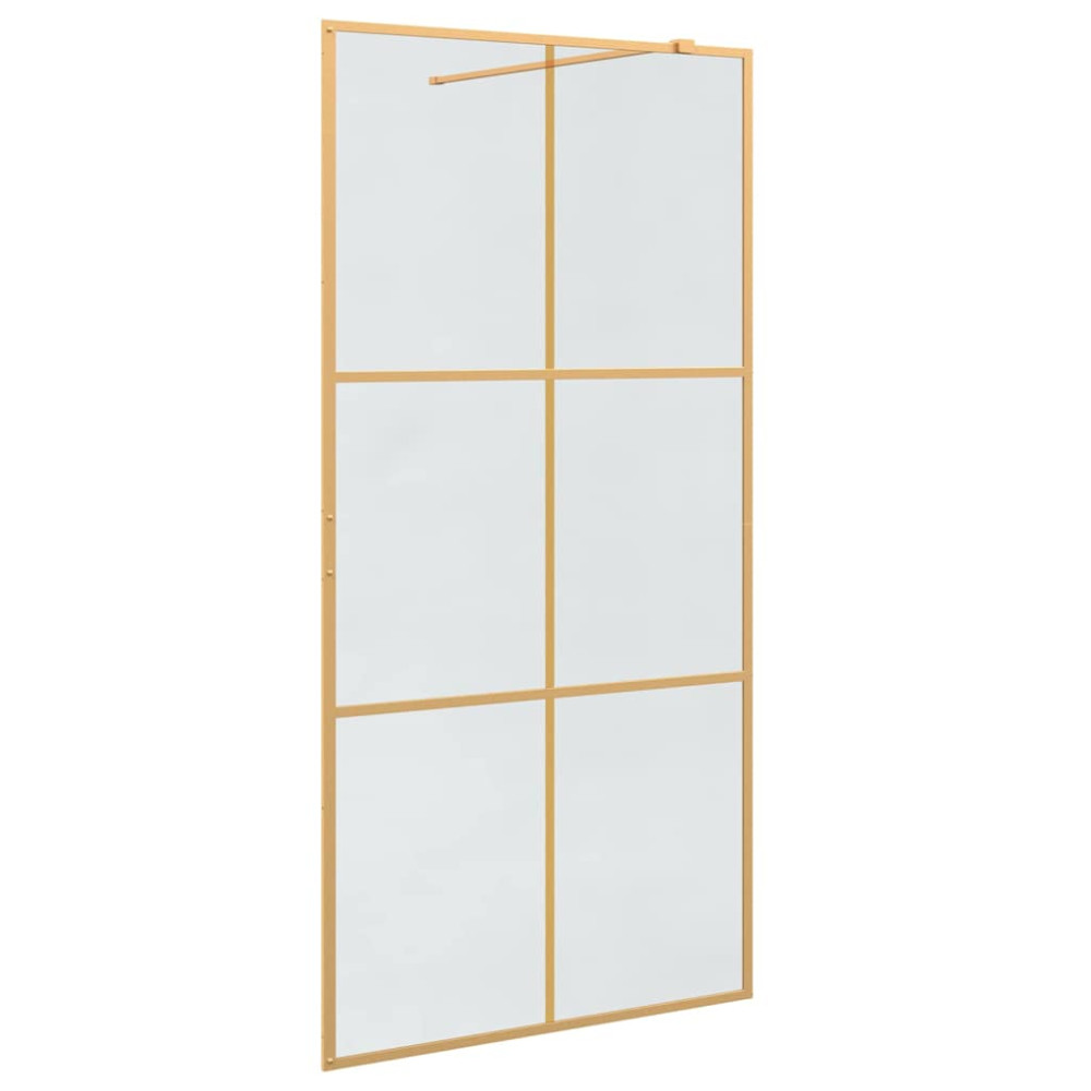 Produktbild för Walk-in Duschvägg Guld 100 x 195 cm härdat glas