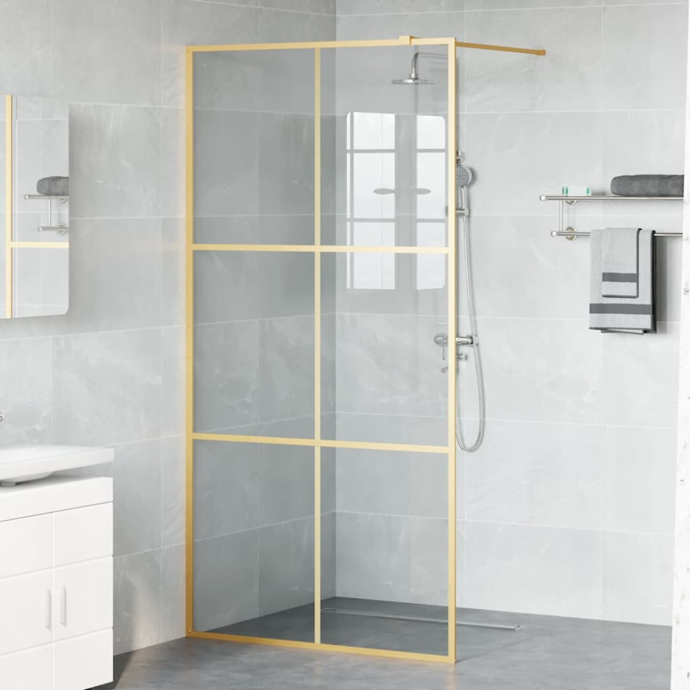 Produktbild för Walk-in Duschvägg Guld 100 x 195 cm härdat glas
