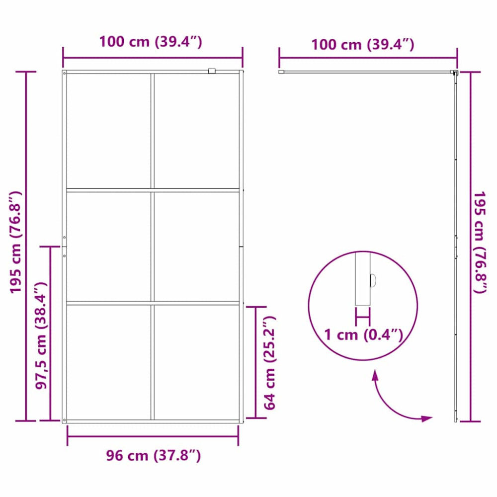 Produktbild för Walk-in Duschvägg Guld 100 x 195 cm härdat glas