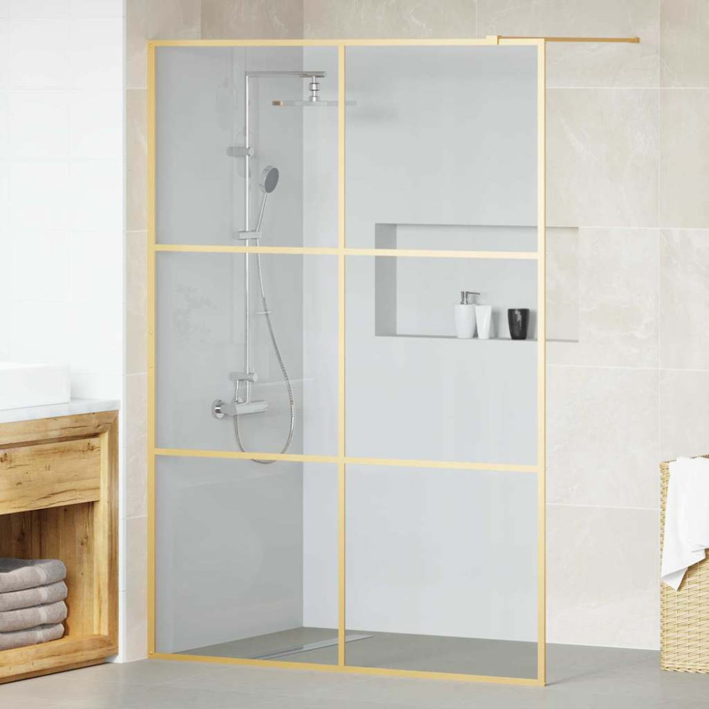 Produktbild för Walk-in Duschvägg Guld 140 x 195 cm härdat glas