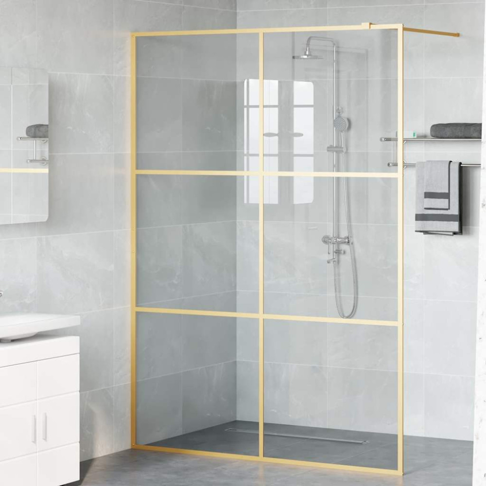 Produktbild för Walk-in Duschvägg Guld 140 x 195 cm härdat glas