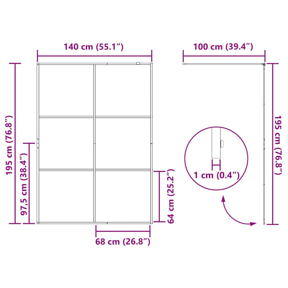Produktbild för Walk-in Duschvägg Guld 140 x 195 cm härdat glas