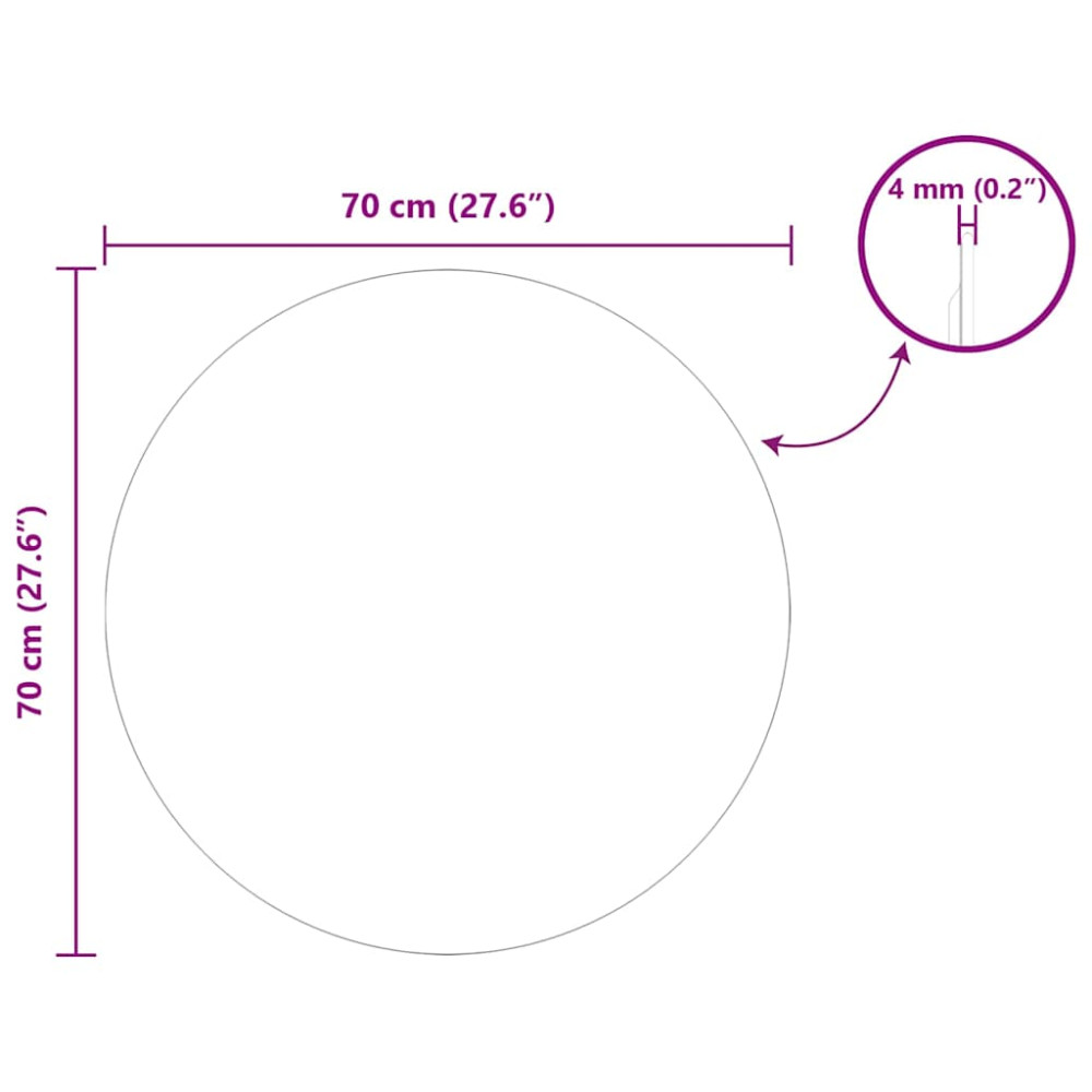 Produktbild för Väggspegel Rund Ø 70 cm härdat glas