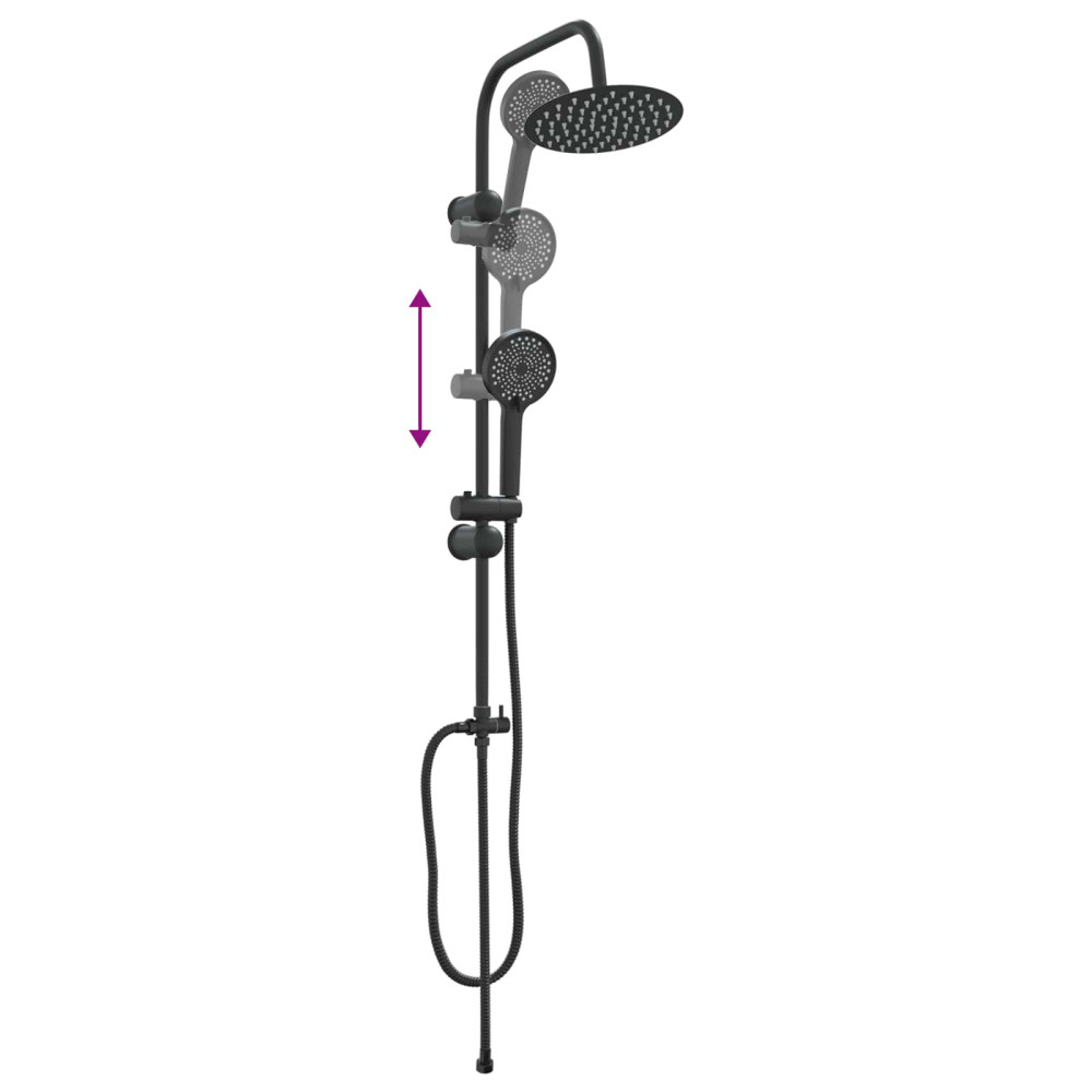 Produktbild för Duschsystem Svart 47 x 20 x 95 cm Rostfritt stål