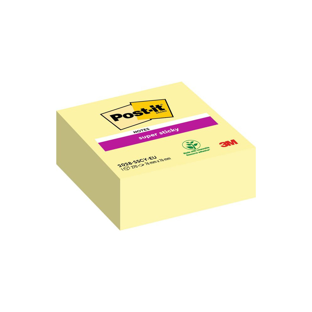 Produktbild för Notes POST-IT SS kub 76x76mm gul 270blad