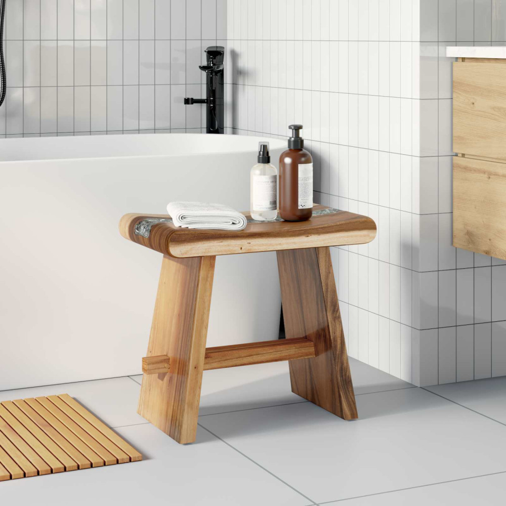 Produktbild för Duschpall Naturfärg 50 x 30 x 44 cm Massivt Suarträd