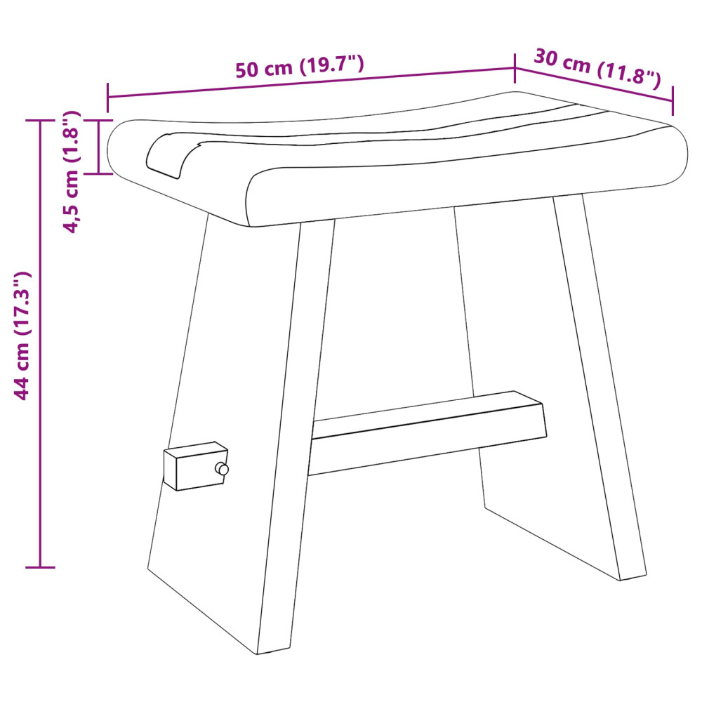 Produktbild för Duschpall Naturfärg 50 x 30 x 44 cm Massivt Suarträd