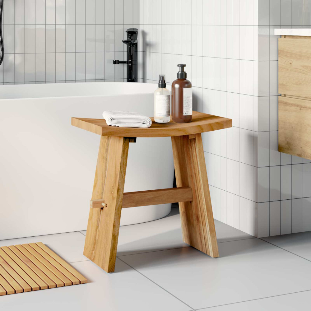 Produktbild för Badrumspall Brun 50 x 29,5 x 50,5 cm Massivt teakträ