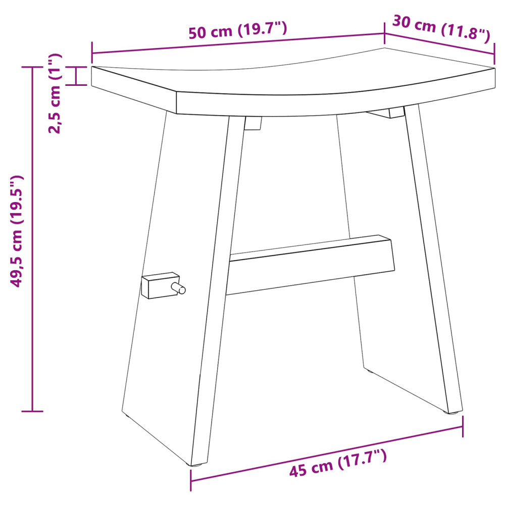 Produktbild för Badrumspall Brun 50 x 29,5 x 50,5 cm Massivt teakträ