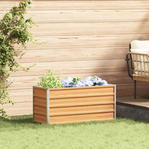 vidaXL Upphöjd odlingslåda Ljusbrun 100 x 40 x 45 cm Galvaniserat stål