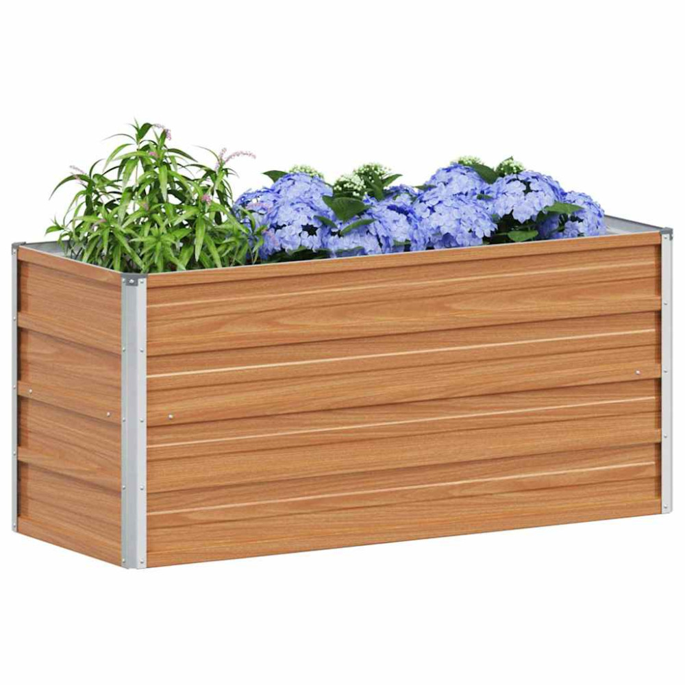 Produktbild för Upphöjd odlingslåda Ljusbrun 100 x 40 x 45 cm Galvaniserat stål