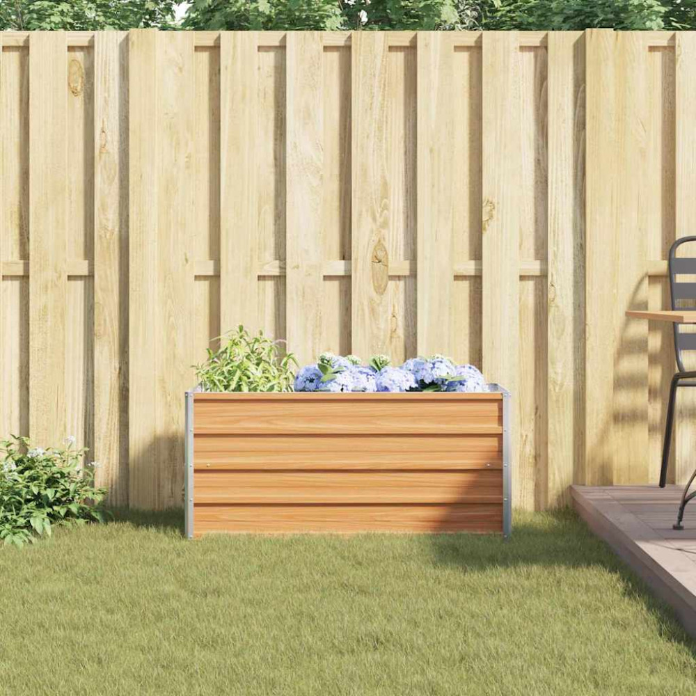 Produktbild för Upphöjd odlingslåda Ljusbrun 100 x 40 x 45 cm Galvaniserat stål