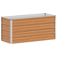 Produktbild för Upphöjd odlingslåda Ljusbrun 100 x 40 x 45 cm Galvaniserat stål