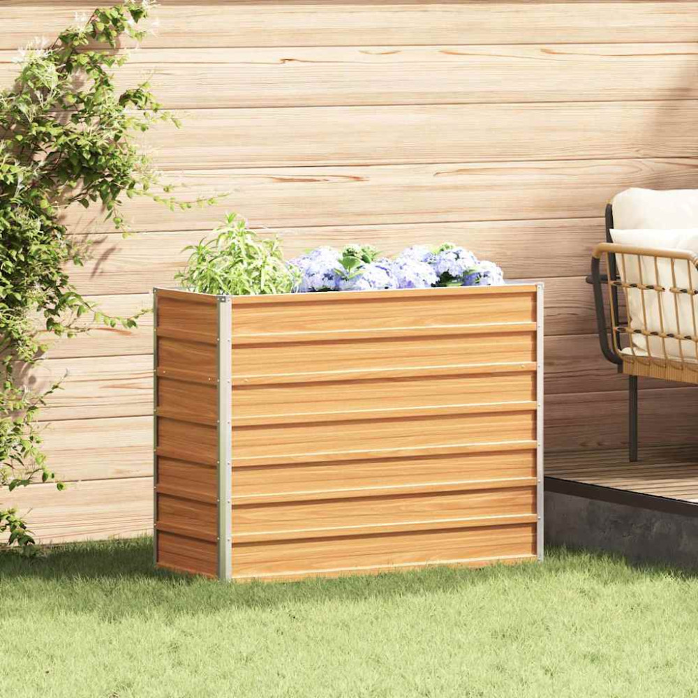 Produktbild för Upphöjd odlingslåda Ljusbrun 100 x 40 x 77 cm Galvaniserat stål