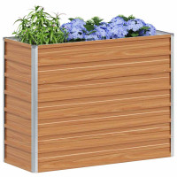 Produktbild för Upphöjd odlingslåda Ljusbrun 100 x 40 x 77 cm Galvaniserat stål