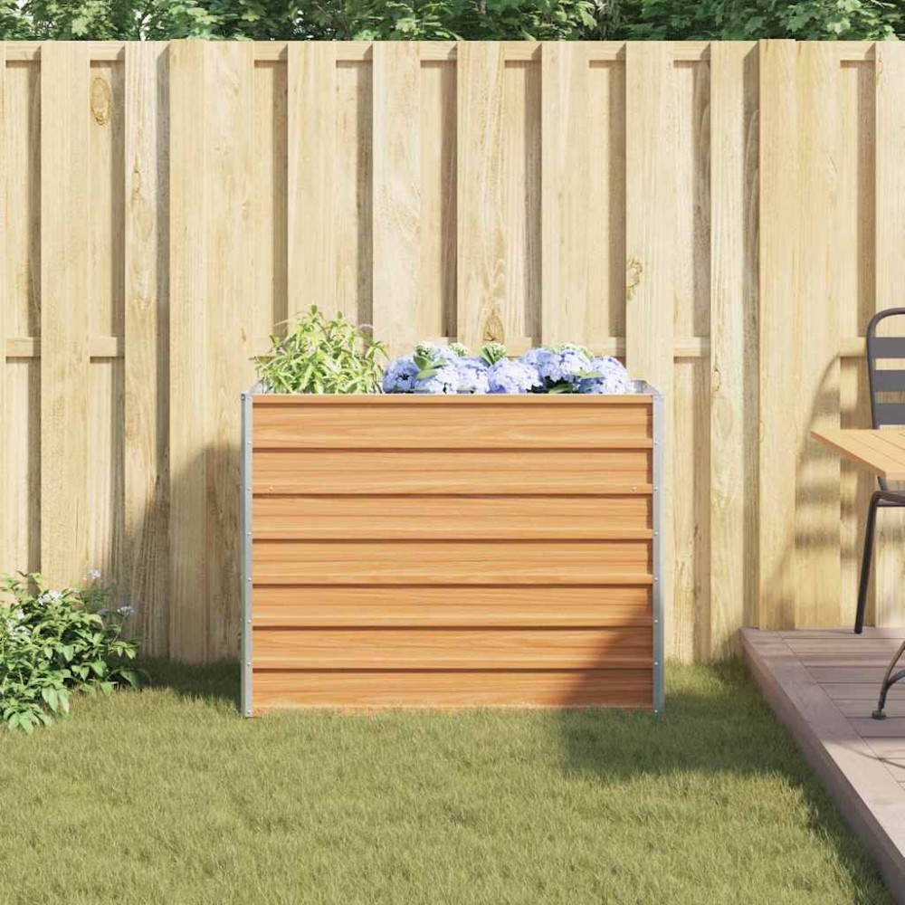 Produktbild för Upphöjd odlingslåda Ljusbrun 100 x 40 x 77 cm Galvaniserat stål