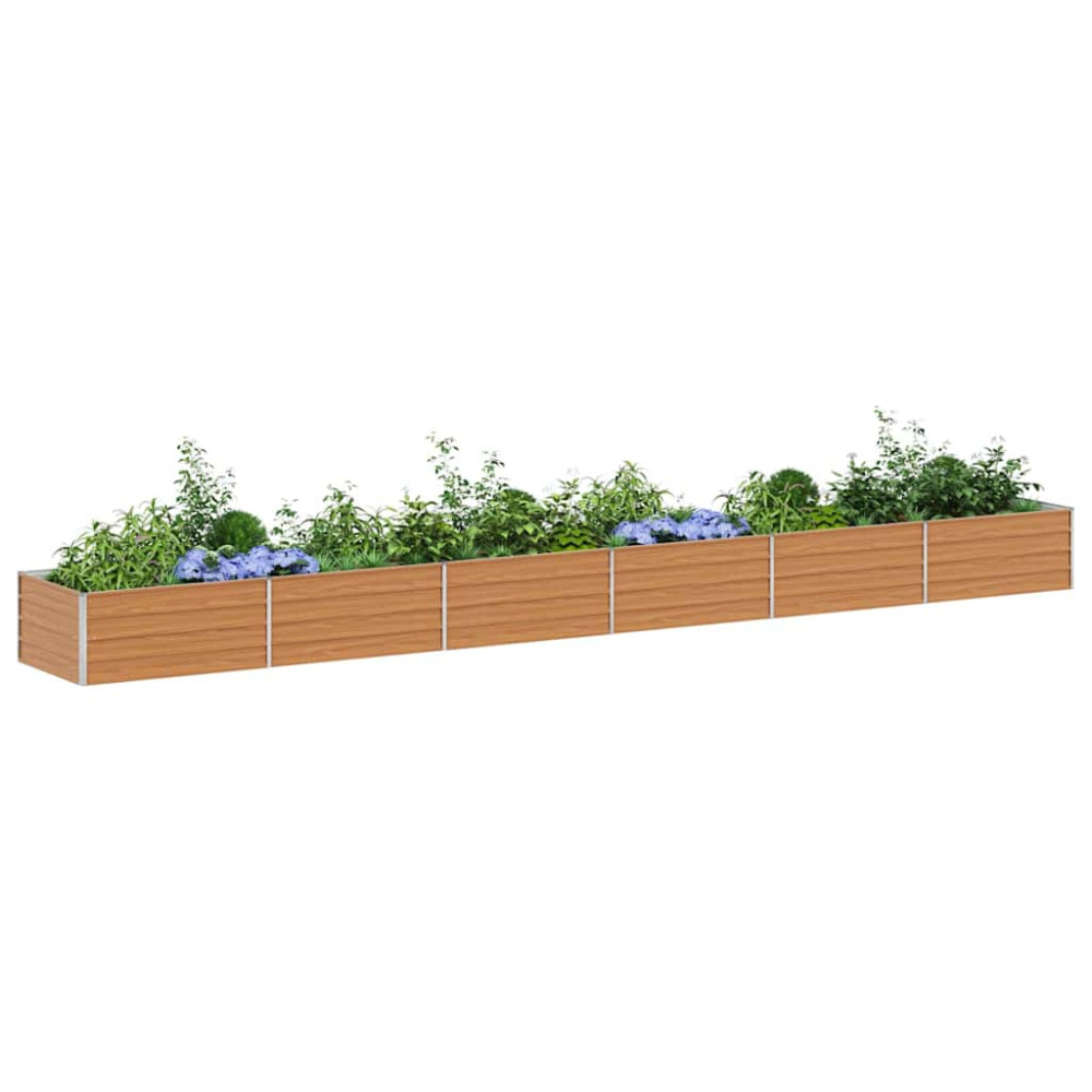 Produktbild för Upphöjd odlingslåda Ljusbrun 600 x 80 x 45 cm Galvaniserat stål
