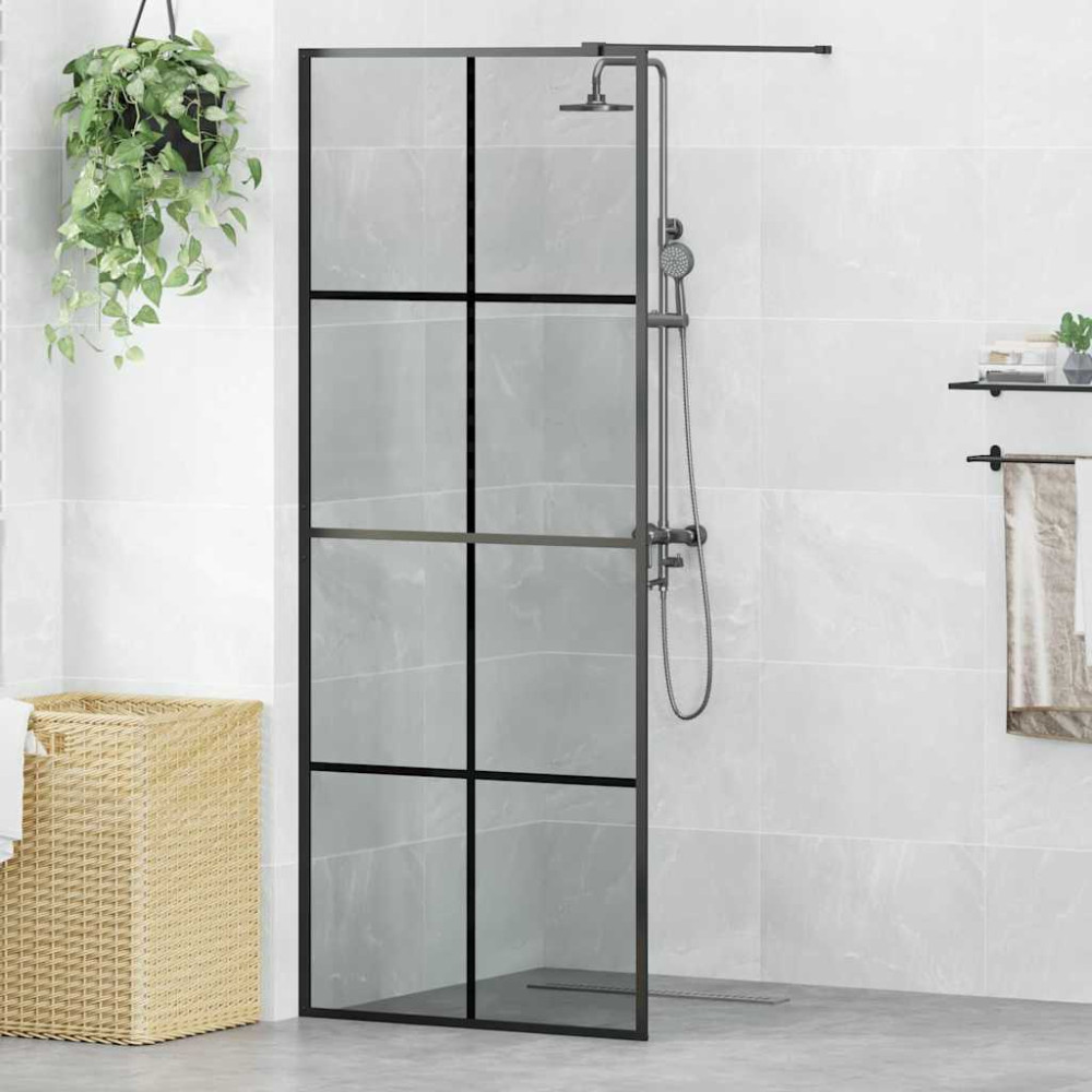 Produktbild för Walk-in Duschvägg Svart 80 x 195 cm härdat glas