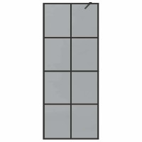 Produktbild för Walk-in Duschvägg Svart 80 x 195 cm härdat glas