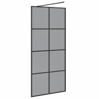 Produktbild för Walk-in Duschvägg Svart 90 x 195 cm härdat glas