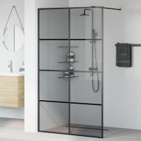 Produktbild för Walk-in Duschvägg Svart 115 x 195 cm härdat glas