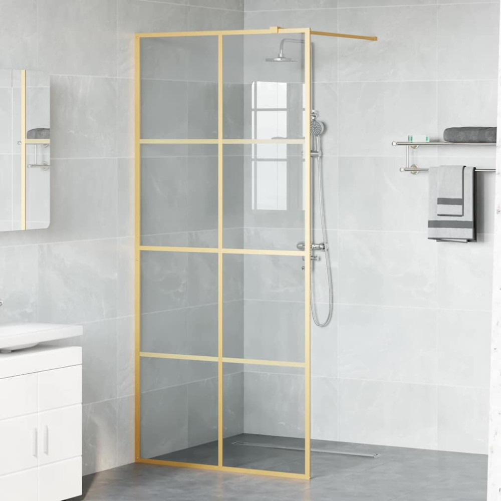 Produktbild för Walk-in Duschvägg Guld 90 x 195 cm härdat glas