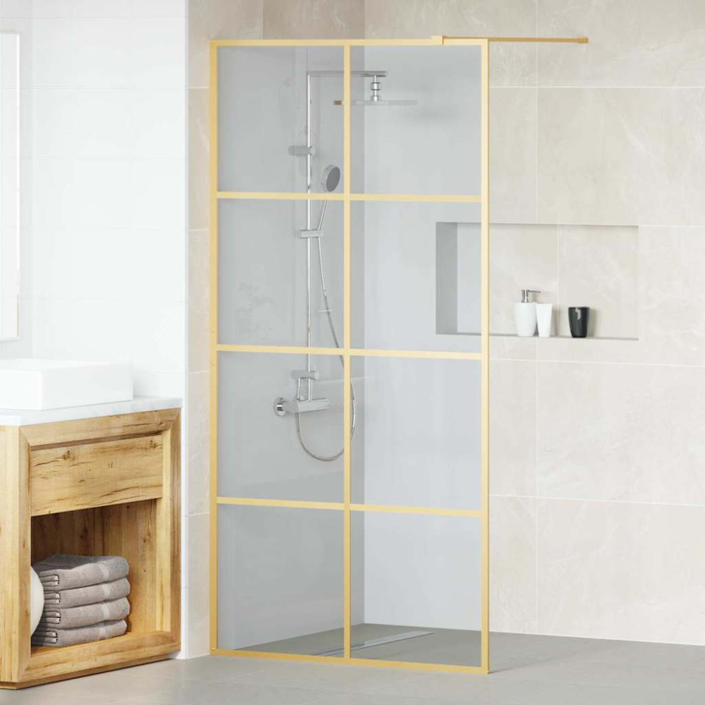 Produktbild för Walk-in Duschvägg Guld 100 x 195 cm härdat glas