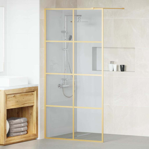 vidaXL Walk-in Duschvägg Guld 100 x 195 cm härdat glas