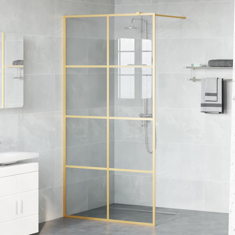 Produktbild för Walk-in Duschvägg Guld 100 x 195 cm härdat glas
