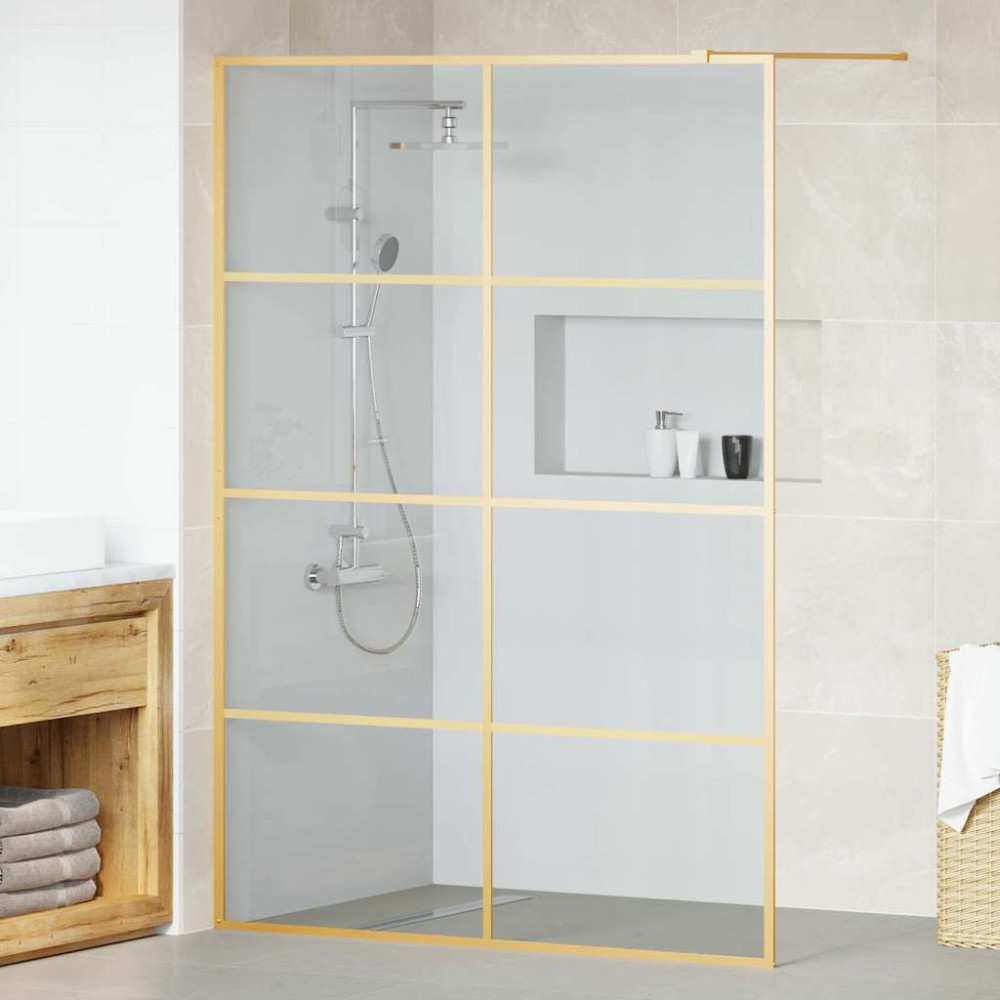 Produktbild för Walk-in Duschvägg Guld 140 x 195 cm härdat glas