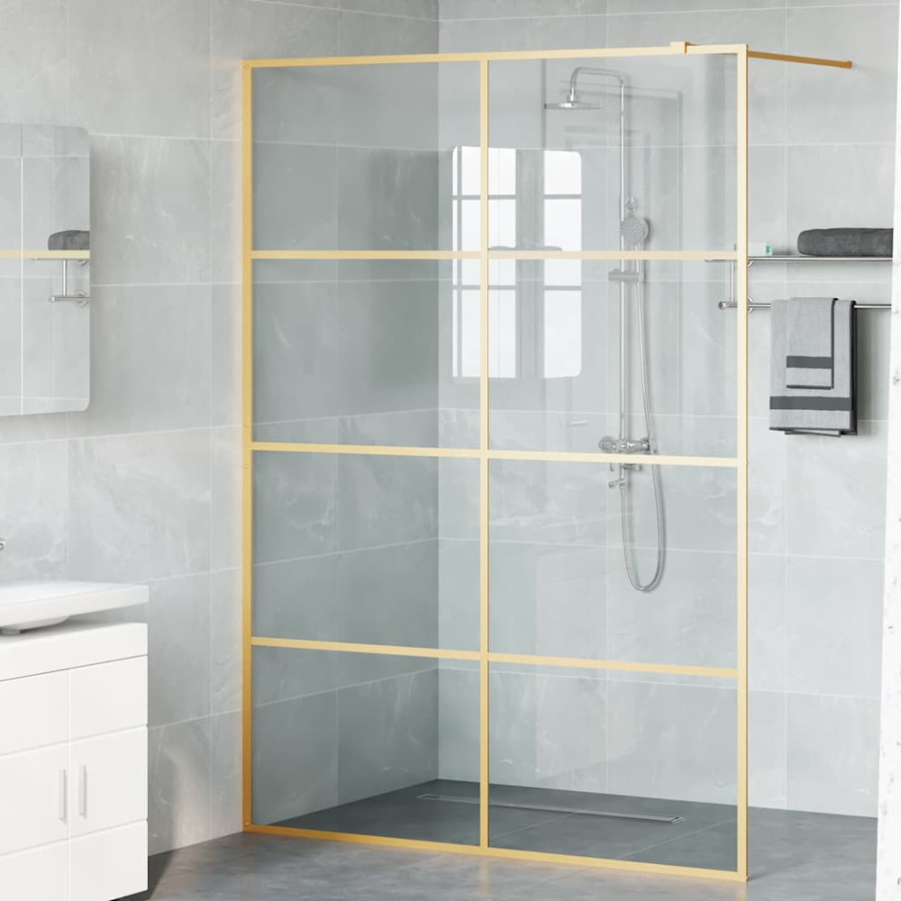 Produktbild för Walk-in Duschvägg Guld 140 x 195 cm härdat glas