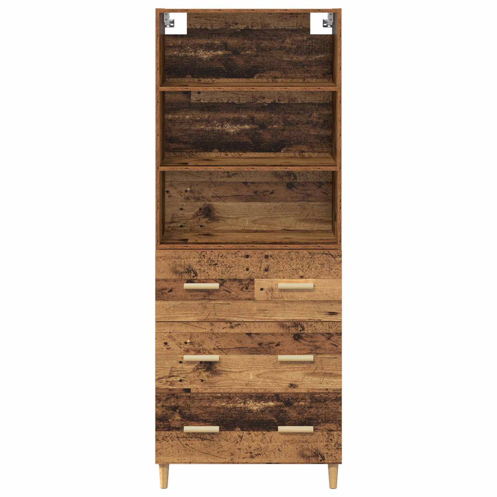 Produktbild för Skåp med låda Gammalt trä 69,5 x 32,5 x 180 cm Konstruerat trä
