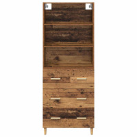 Produktbild för Skåp med låda Gammalt trä 69,5 x 32,5 x 180 cm Konstruerat trä