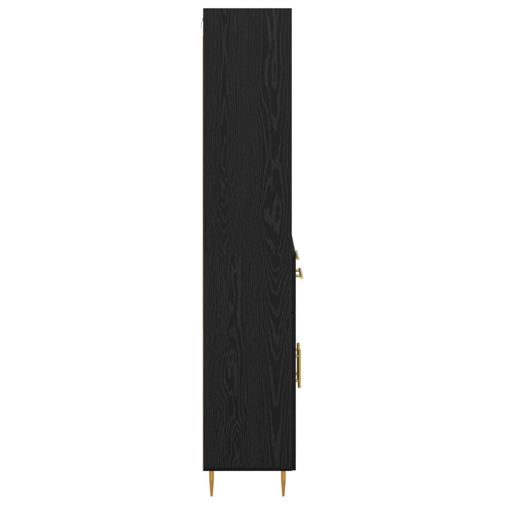 Produktbild för Skåp med låda Svart Ek 69,5 x 34 x 180 cm Konstruerat trä