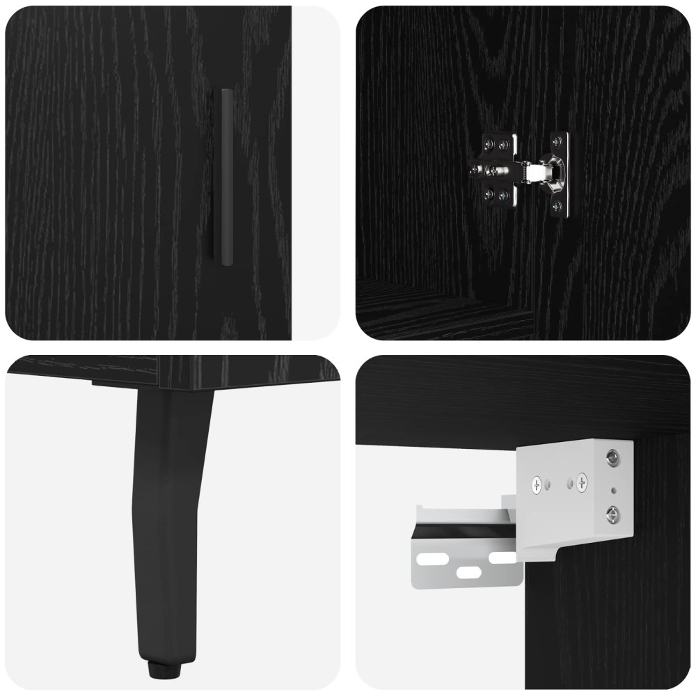 Produktbild för Skåp 2 pcs Svart ek Konstruerat trä och glas