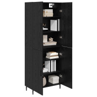 Produktbild för Skåp 2 pcs Svart ek Konstruerat trä och glas