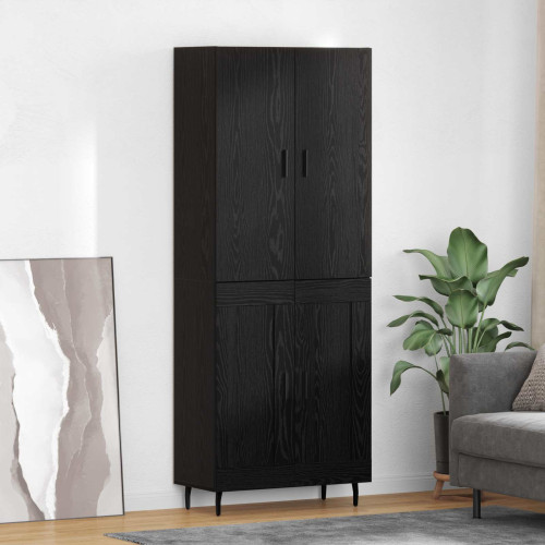vidaXL Skåp 2 pcs Svart ek Konstruerat trä och glas