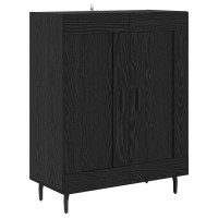 Produktbild för Skåp 2 pcs Svart ek Konstruerat trä och glas