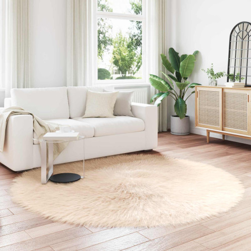 vidaXL Fuskfäll matta TAFALLA Beige Ø 200 cm Polyester