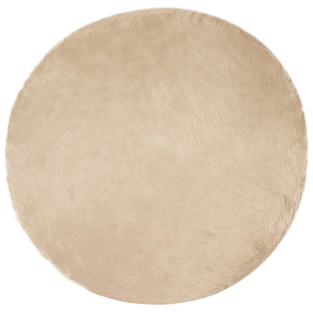 Produktbild för Fuskfäll matta TAFALLA Beige Ø 200 cm Polyester