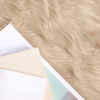 Produktbild för Fuskfäll matta TAFALLA Beige Ø 200 cm Polyester