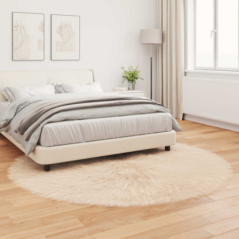 Produktbild för Fuskfäll matta TAFALLA Beige Ø 200 cm Polyester