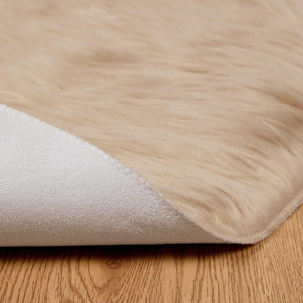 Produktbild för Fuskfäll matta TAFALLA Beige Ø 200 cm Polyester