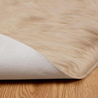 Produktbild för Fuskfäll matta TAFALLA Beige Ø 200 cm Polyester